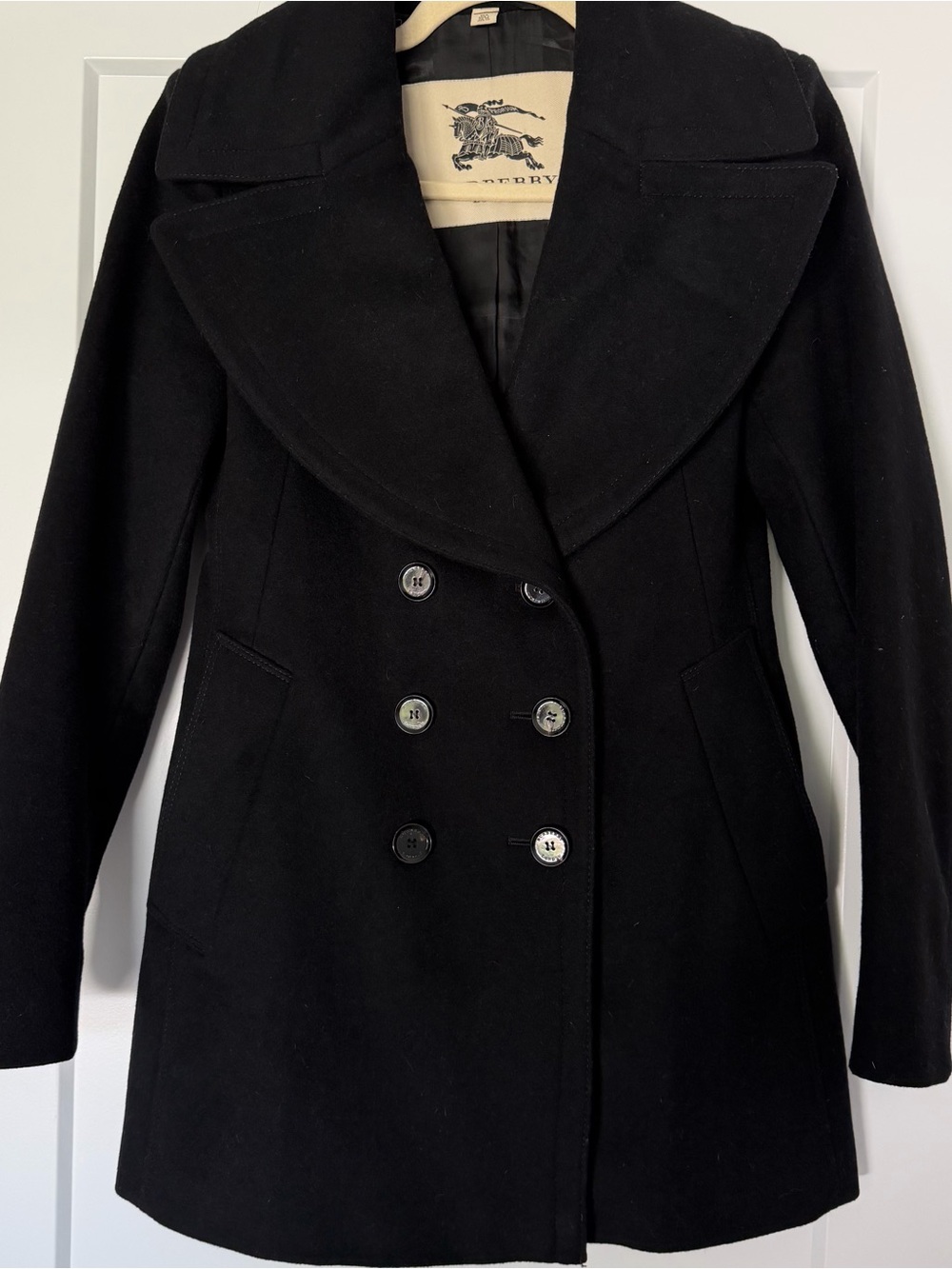 Black Double-Breasted Women's Peacoat